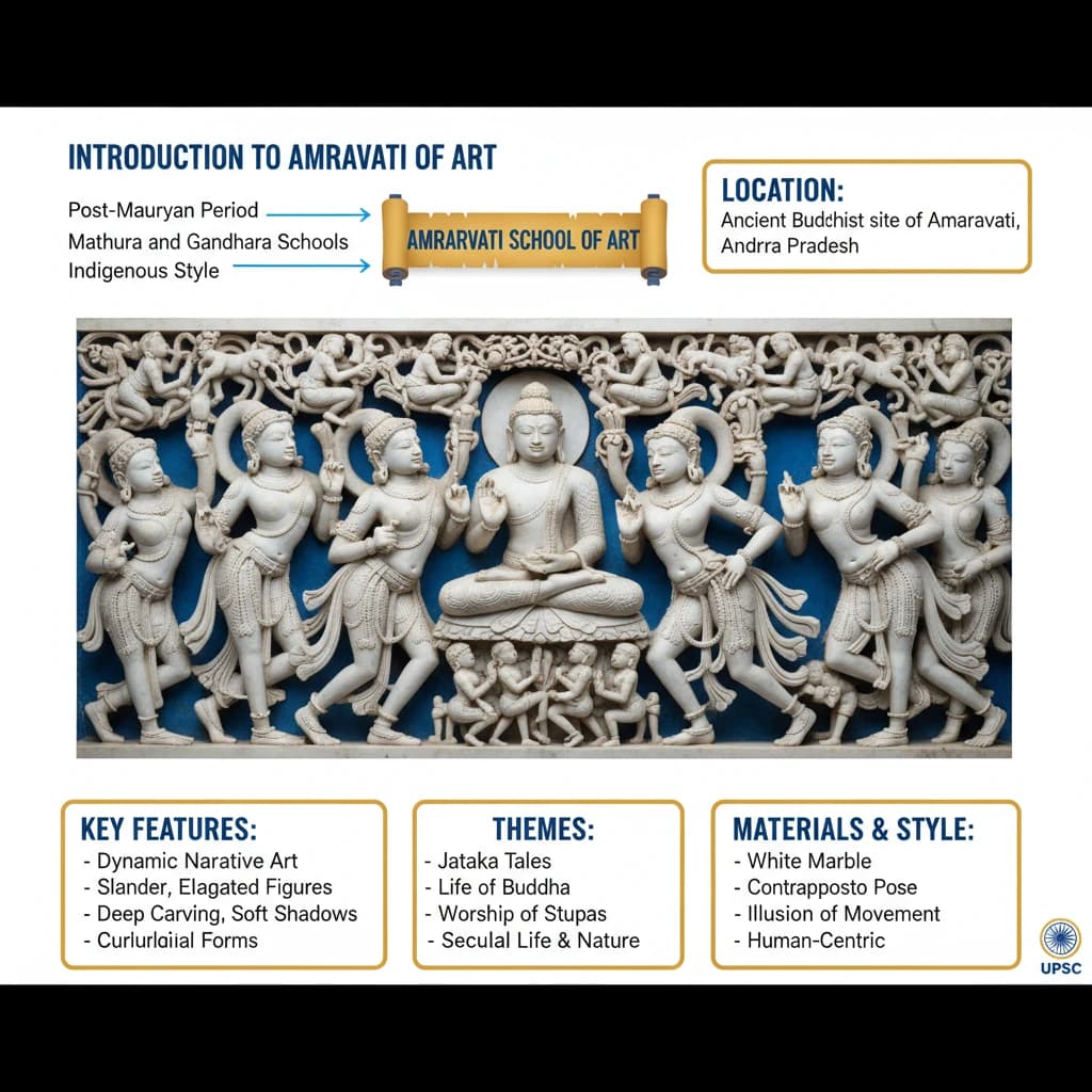 What are the Key Features of Amravati School of Art?