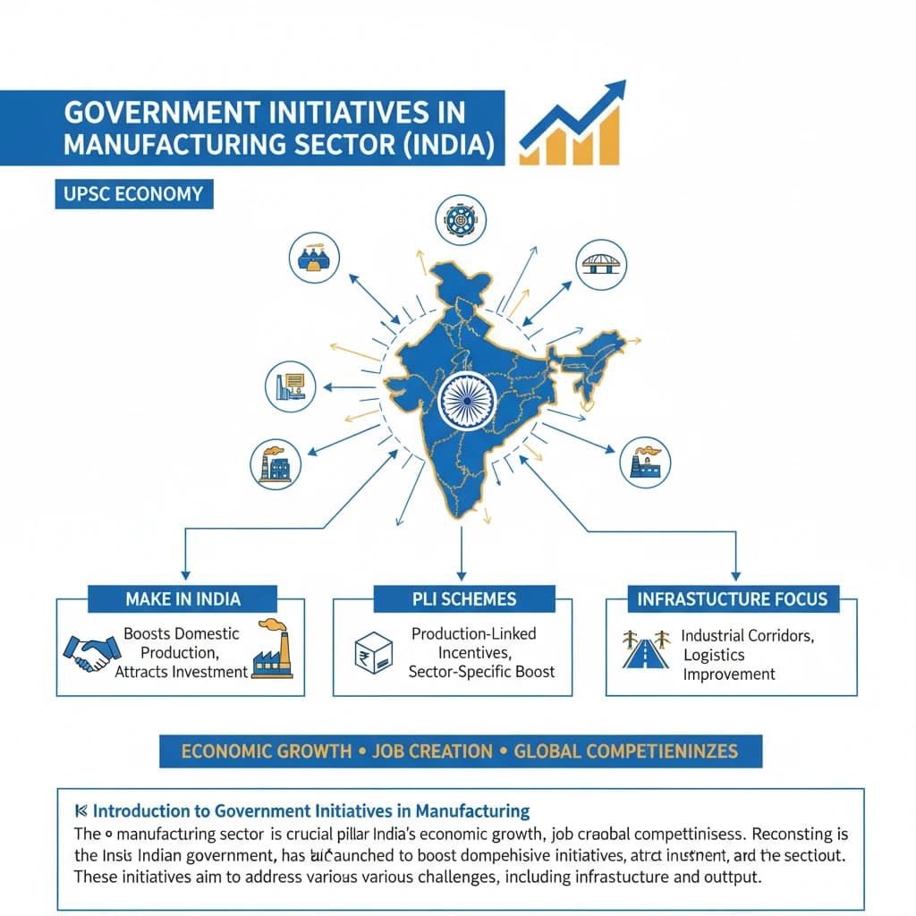 What are the Government Initiatives in the Manufacturing Sector in India?