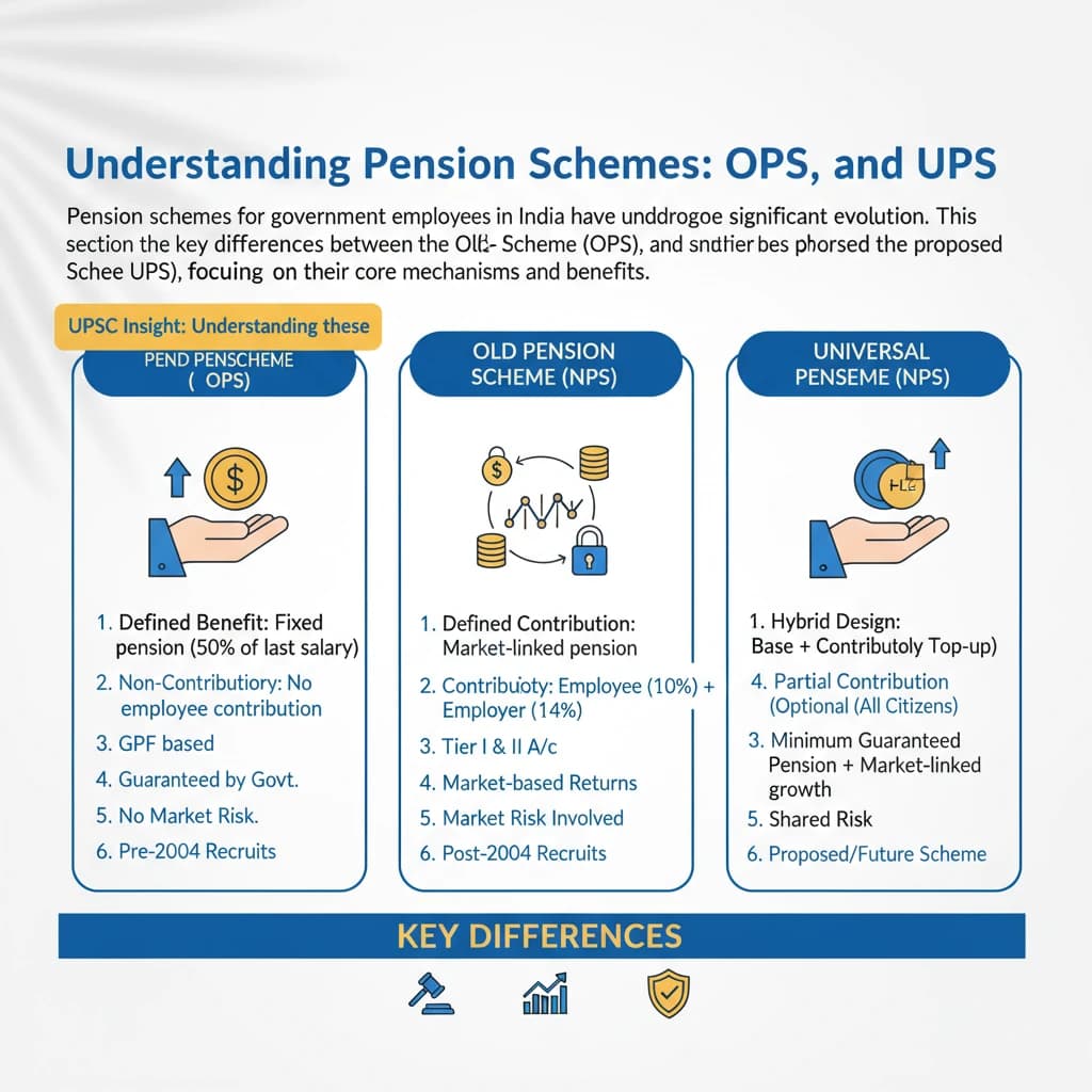 What are the Key Differences between UPS, Old Pension Scheme (OPS) and National Pension Scheme (NPS)?