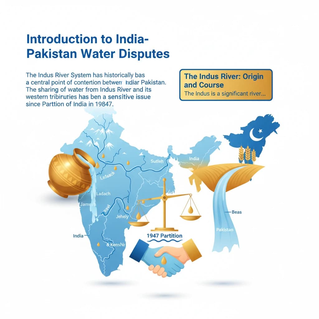 Indus River System: India-Pakistan Water Disputes & Tributaries
