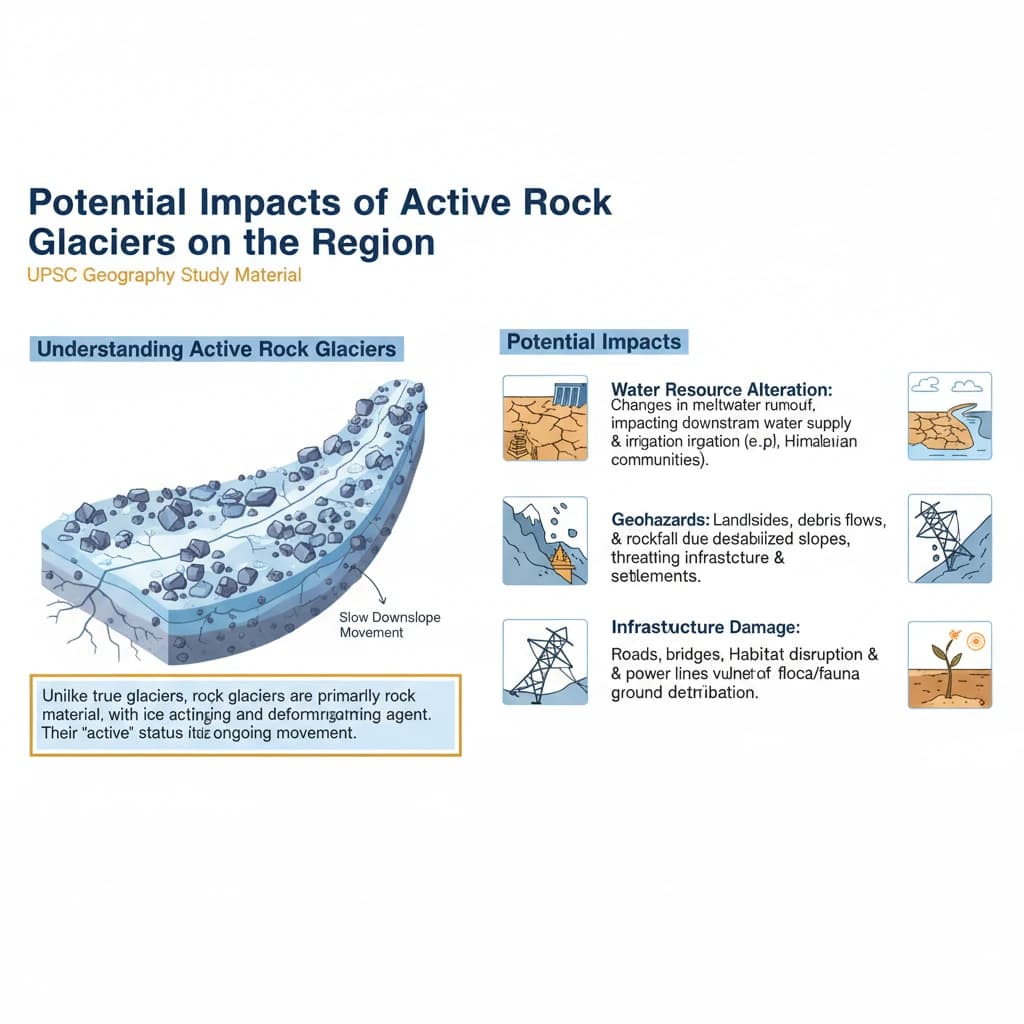 What are the Potential Impacts of the Active Rock Glaciers on the Region?