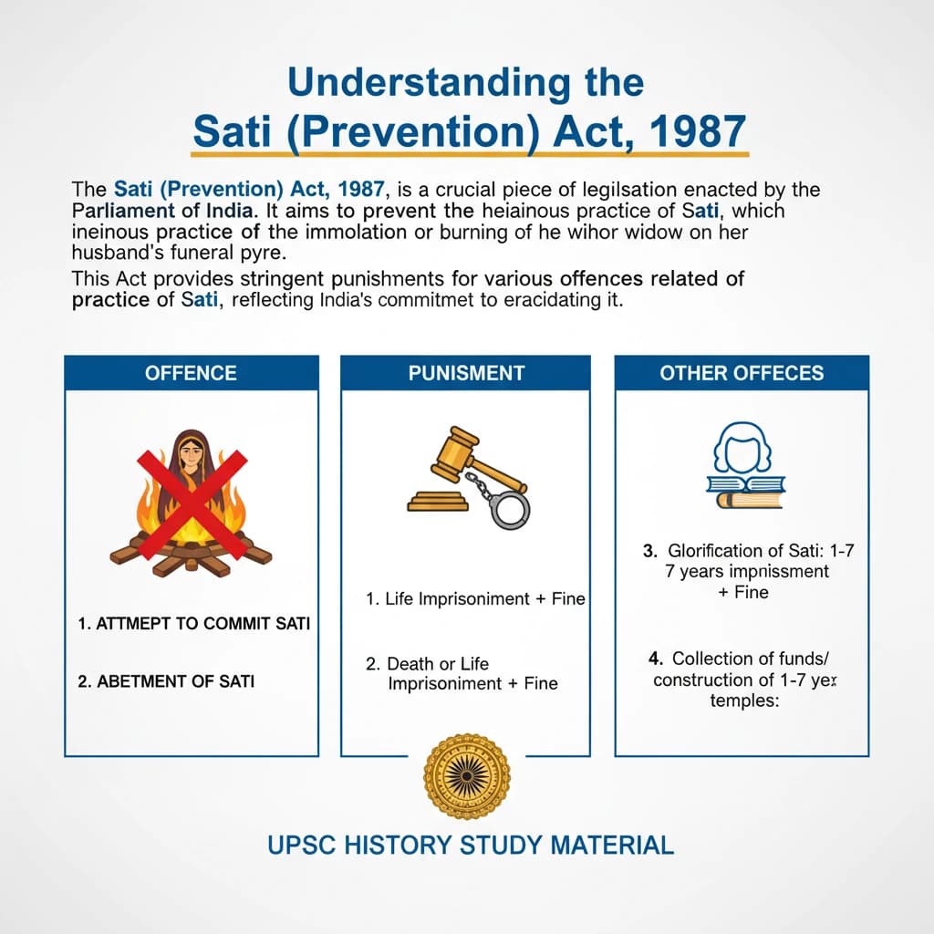 What are the Key Facts Regarding Punishments for Offences Under Sati Commission of Sati (Prevention) Act, 1987?