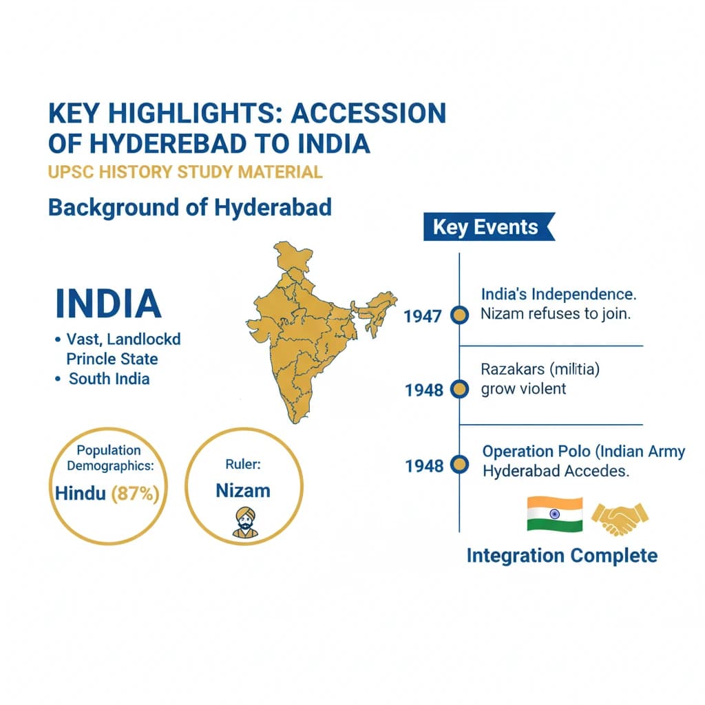 What are the Key Highlights of the Accession of Hyderabad to India?