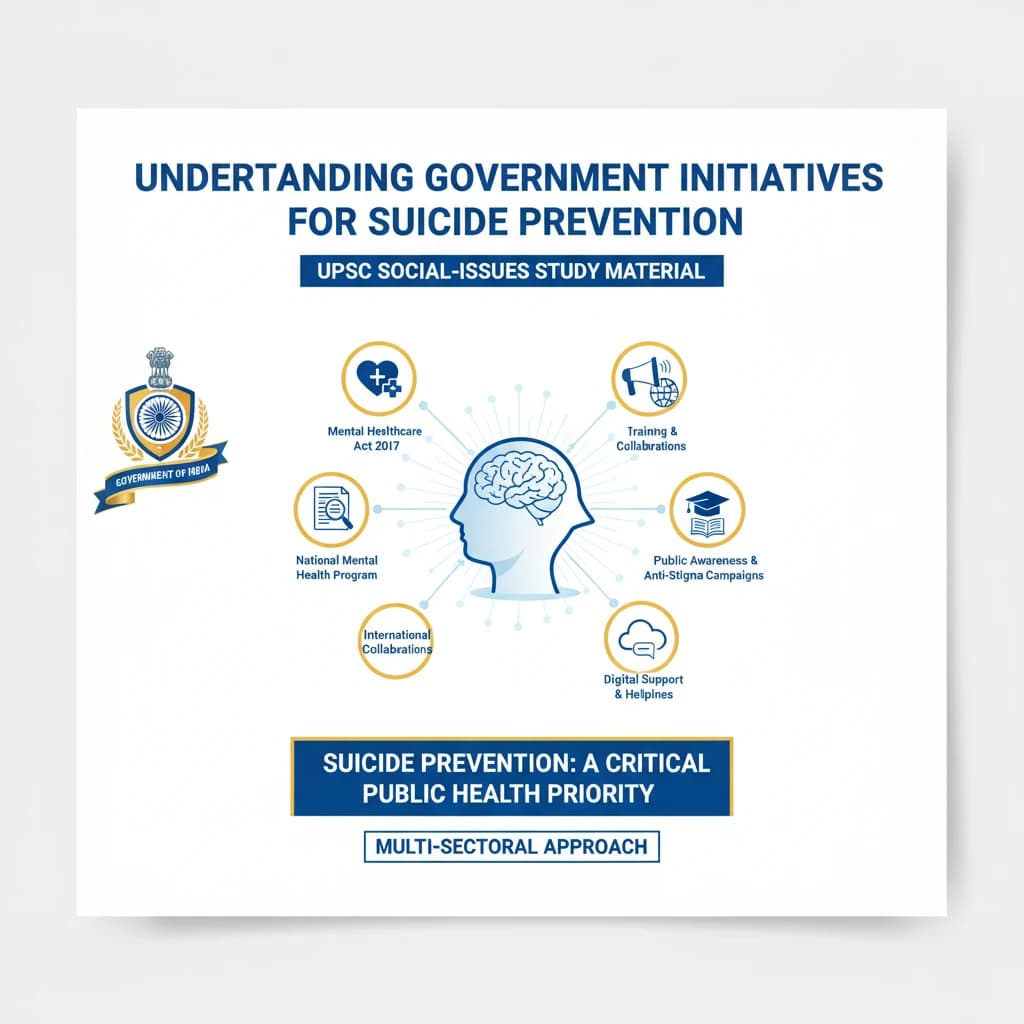 Suicide Prevention: Government Initiatives (MHA, KIRAN, Mano Darpan, NSPS)